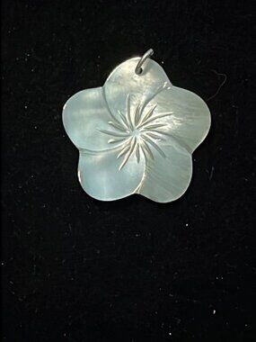 Mother-of-Pearl Etched Flower Pendant